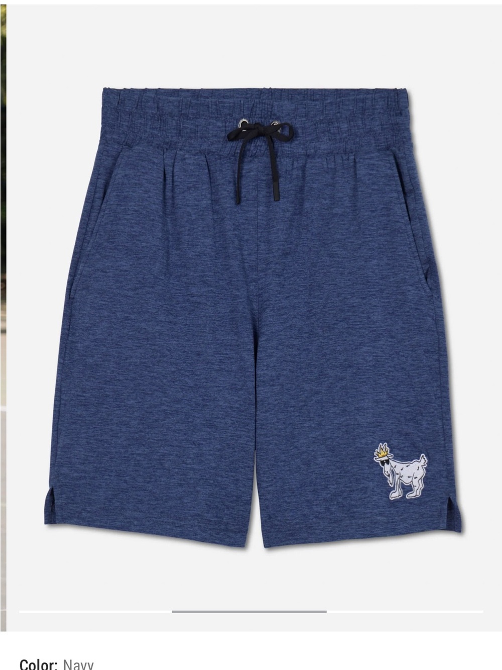Kids Navy Blue Pull-On Shorts with Goat embroidered logo